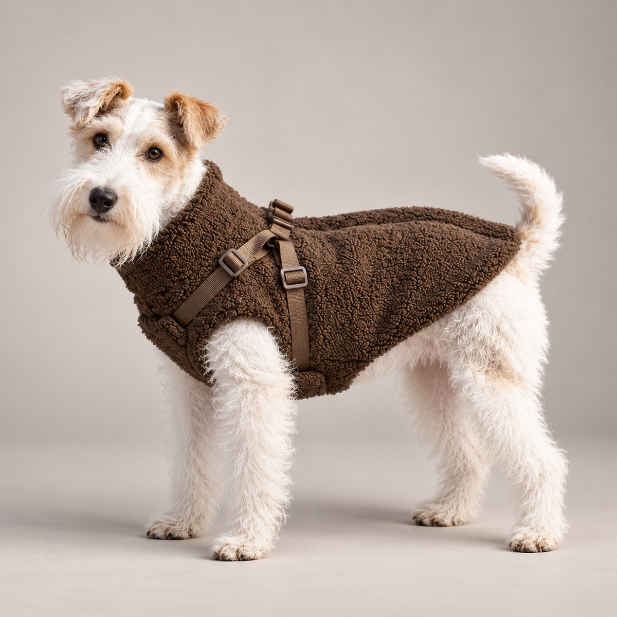 Hundemantel mit Geschirr Sherpa brown