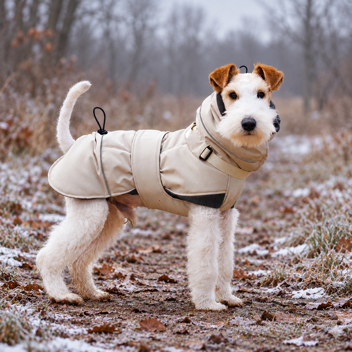 Hundemantel "Norway" beige mit integriertem Halsband