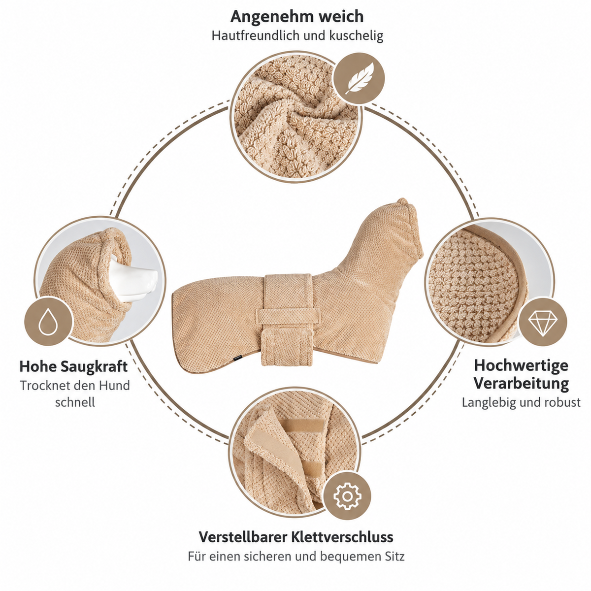 Hunde Bademantel beige