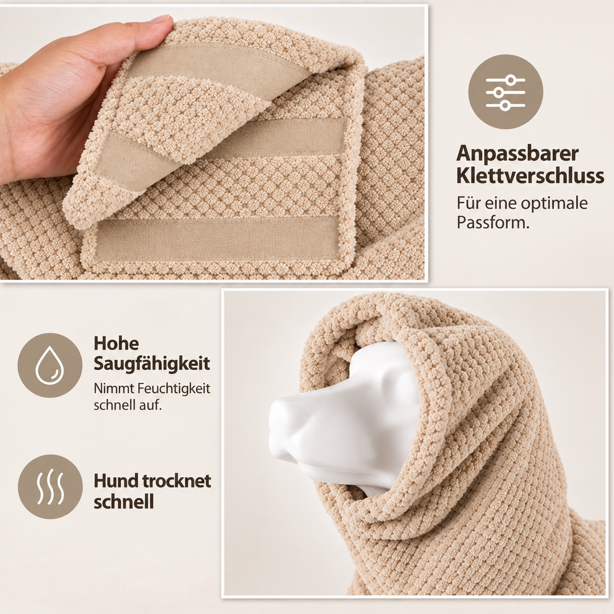 Hunde Bademantel beige