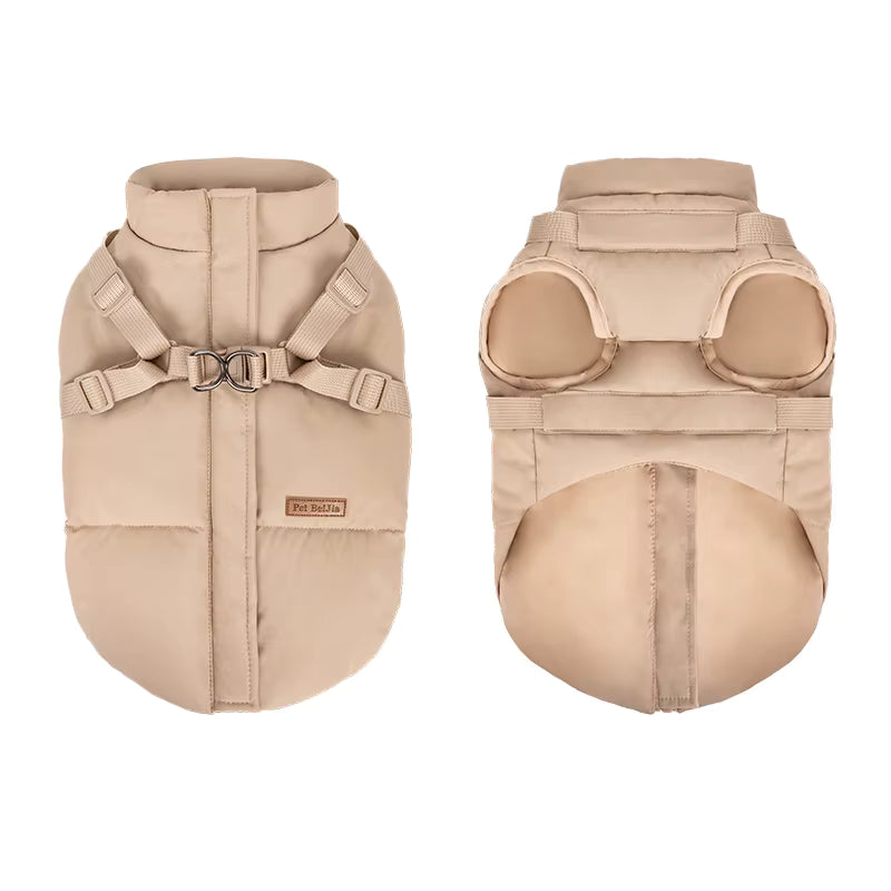 Hundemantel mit Geschirr beige