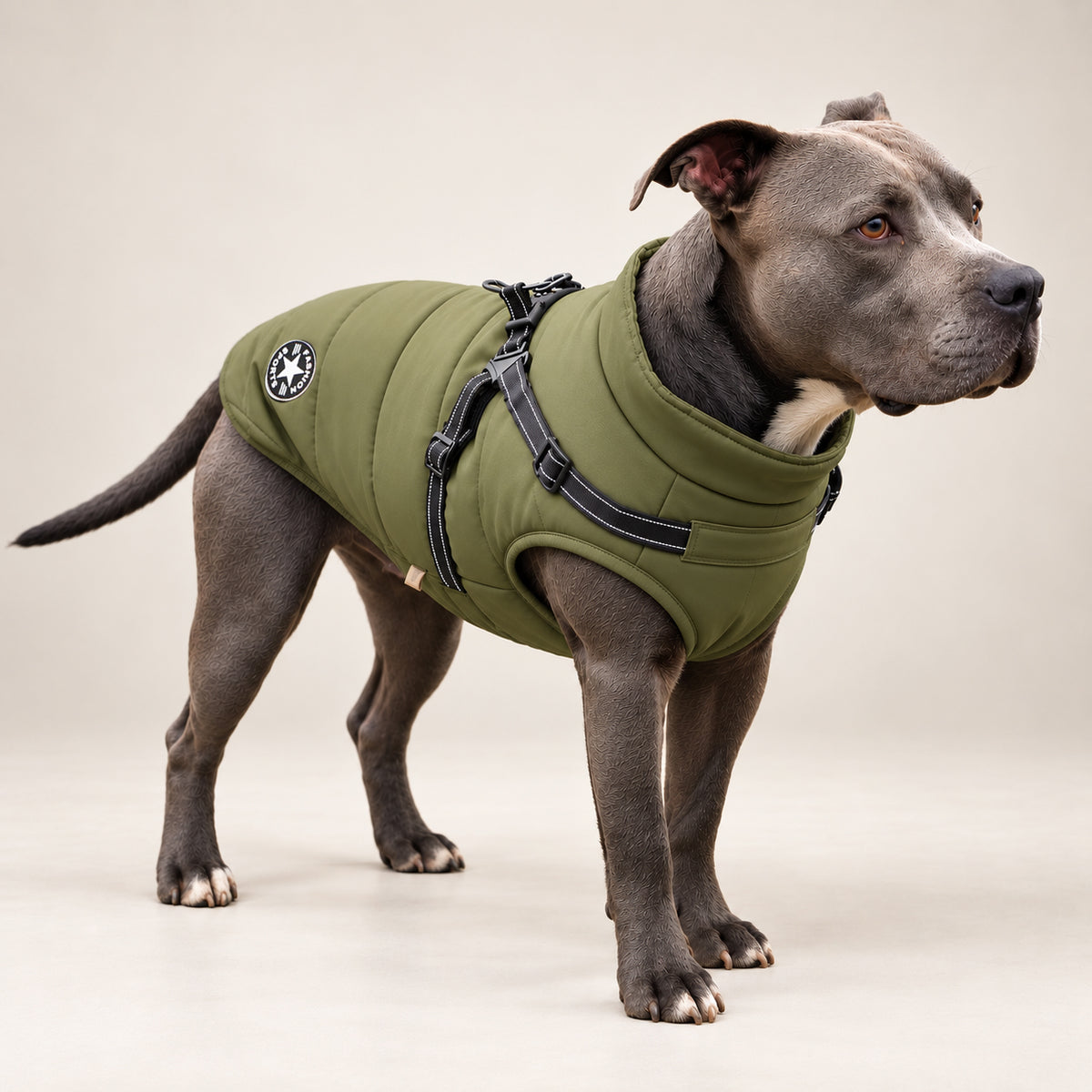 Hundemantel mit Geschirr green