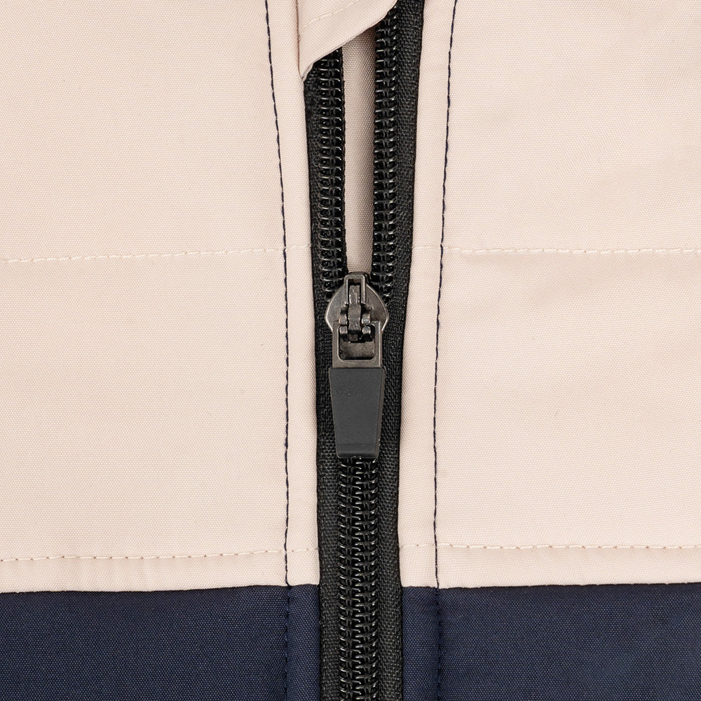 Hundemantel mit Geschirr navy/beige