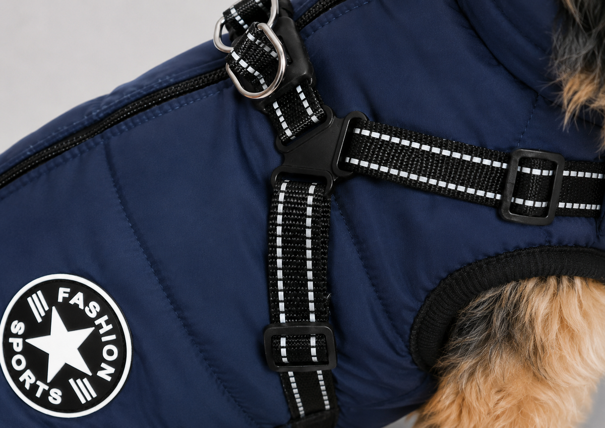 Hundemantel mit Geschirr navy