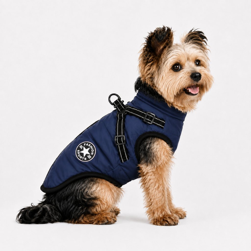 Hundemantel mit Geschirr navy