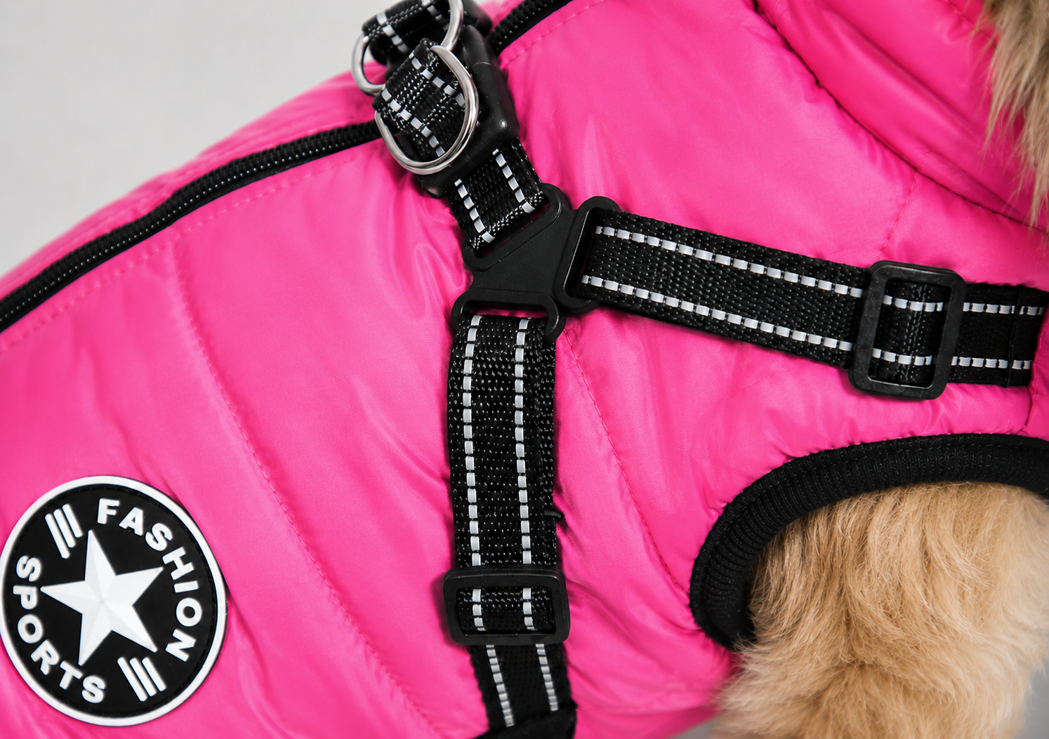 Hundemantel mit Geschirr pink