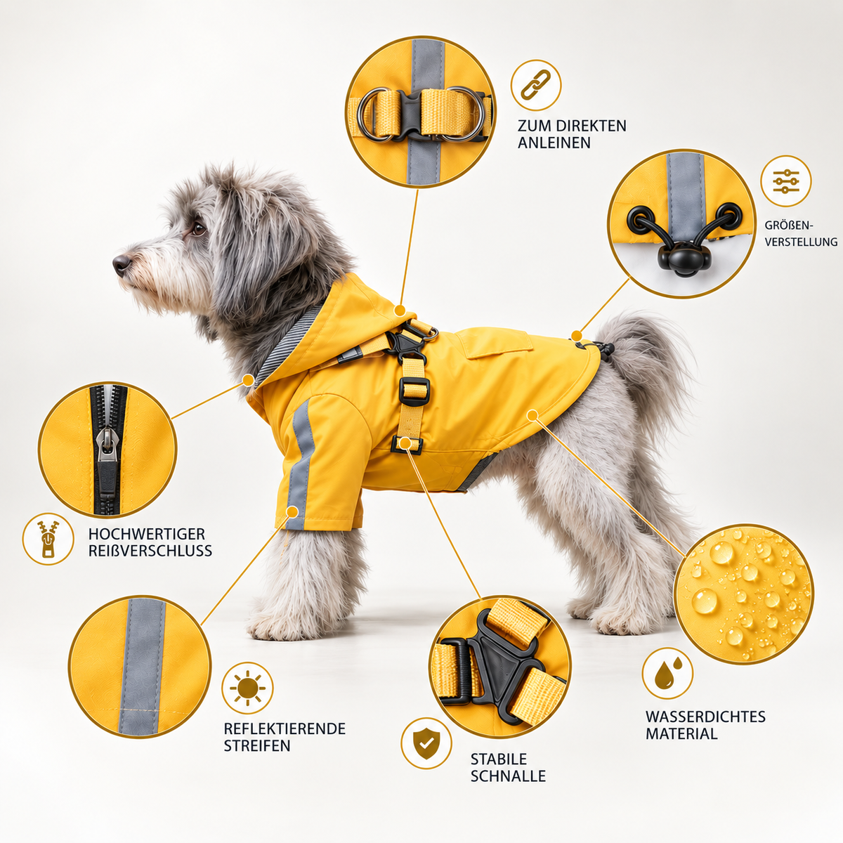 Hunde Regenmantel "Seehund" gelb
