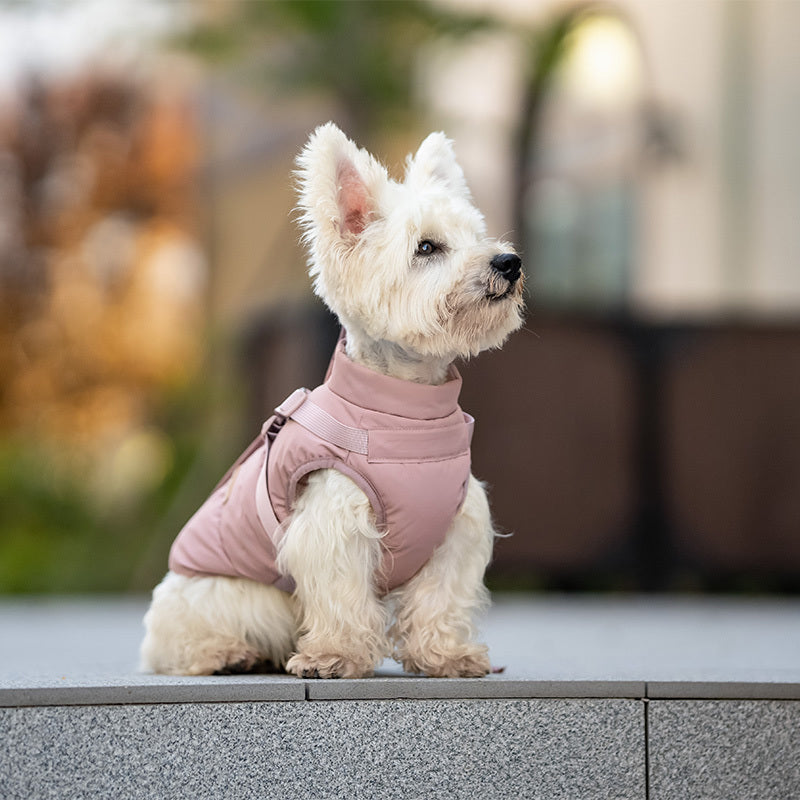 Hundemantel mit Geschirr rosé