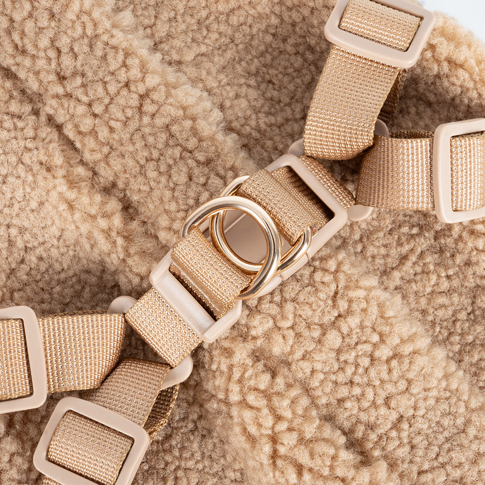Hundemantel mit Geschirr Sherpa beige
