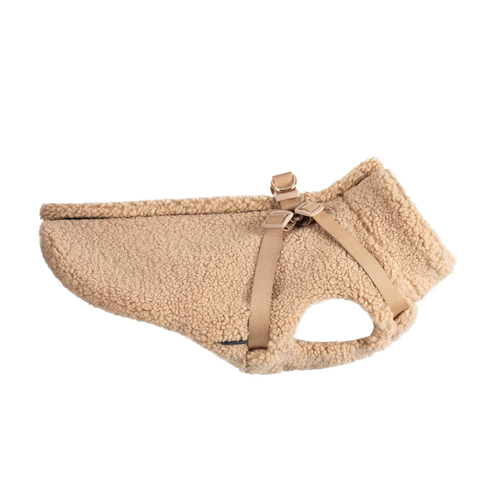 Hundemantel mit Geschirr Sherpa beige